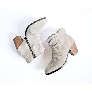 DIBA Women's Sandra Gray Suede Booties Sz 8 Heeled Ankle Boots